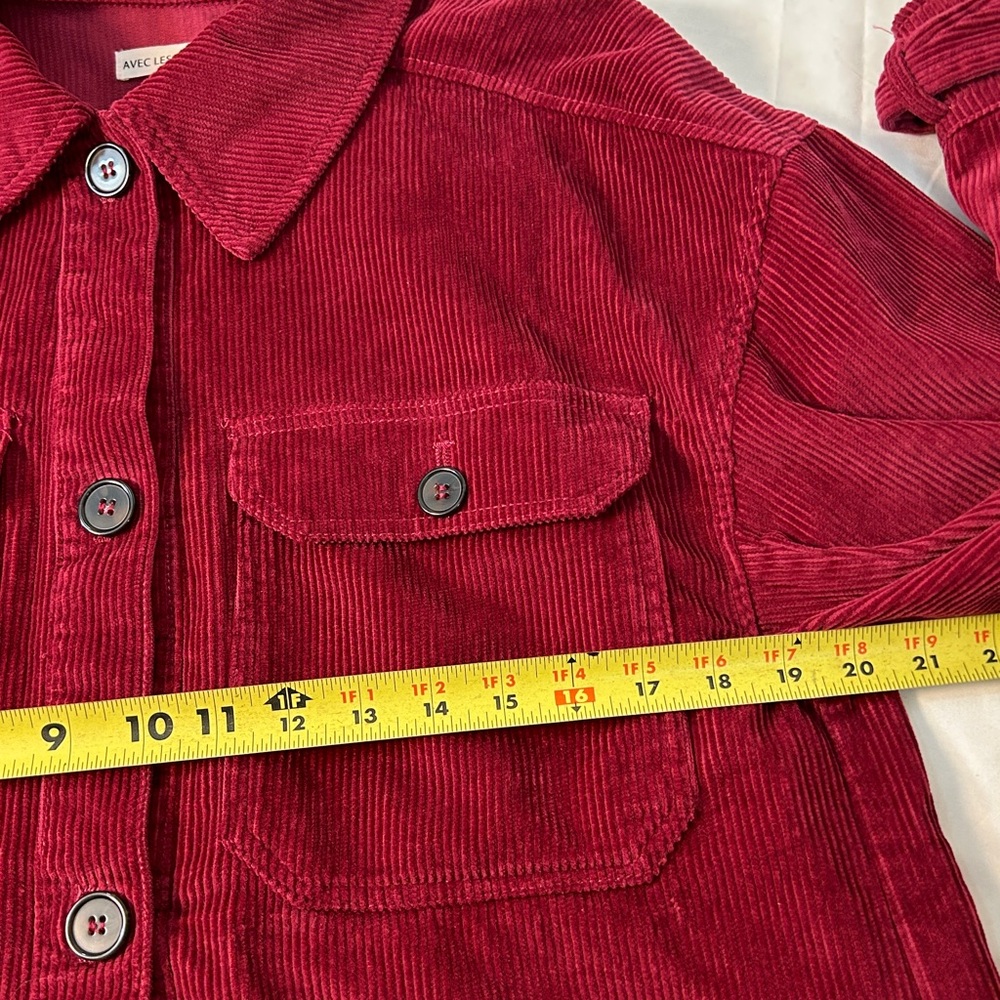 AVEC LES FILLES Shirt Corduroy Button Down long sleeve‎ Raspberry Women’s Small - Picture 10 of 11